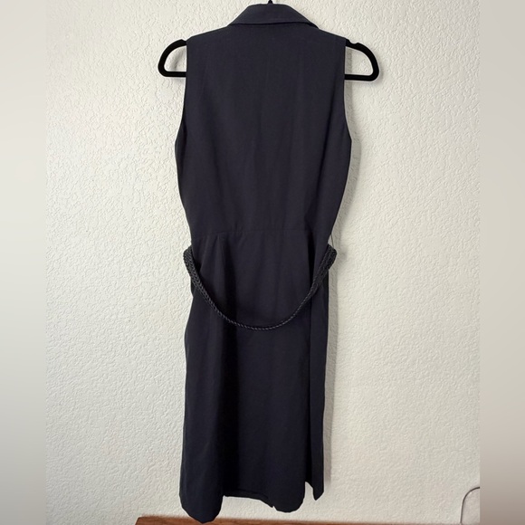 Lafayette 148 Dress Women Size 6 Sleeveless Midi Shirt Dress shirt Belt in Black - Picture 5 of 9